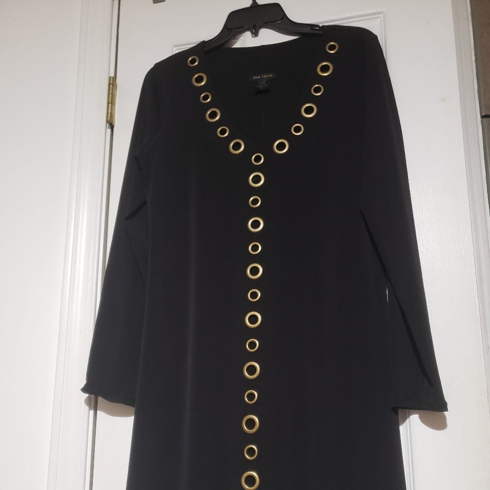 Eva Varro Brass Grommets V Neck Dress